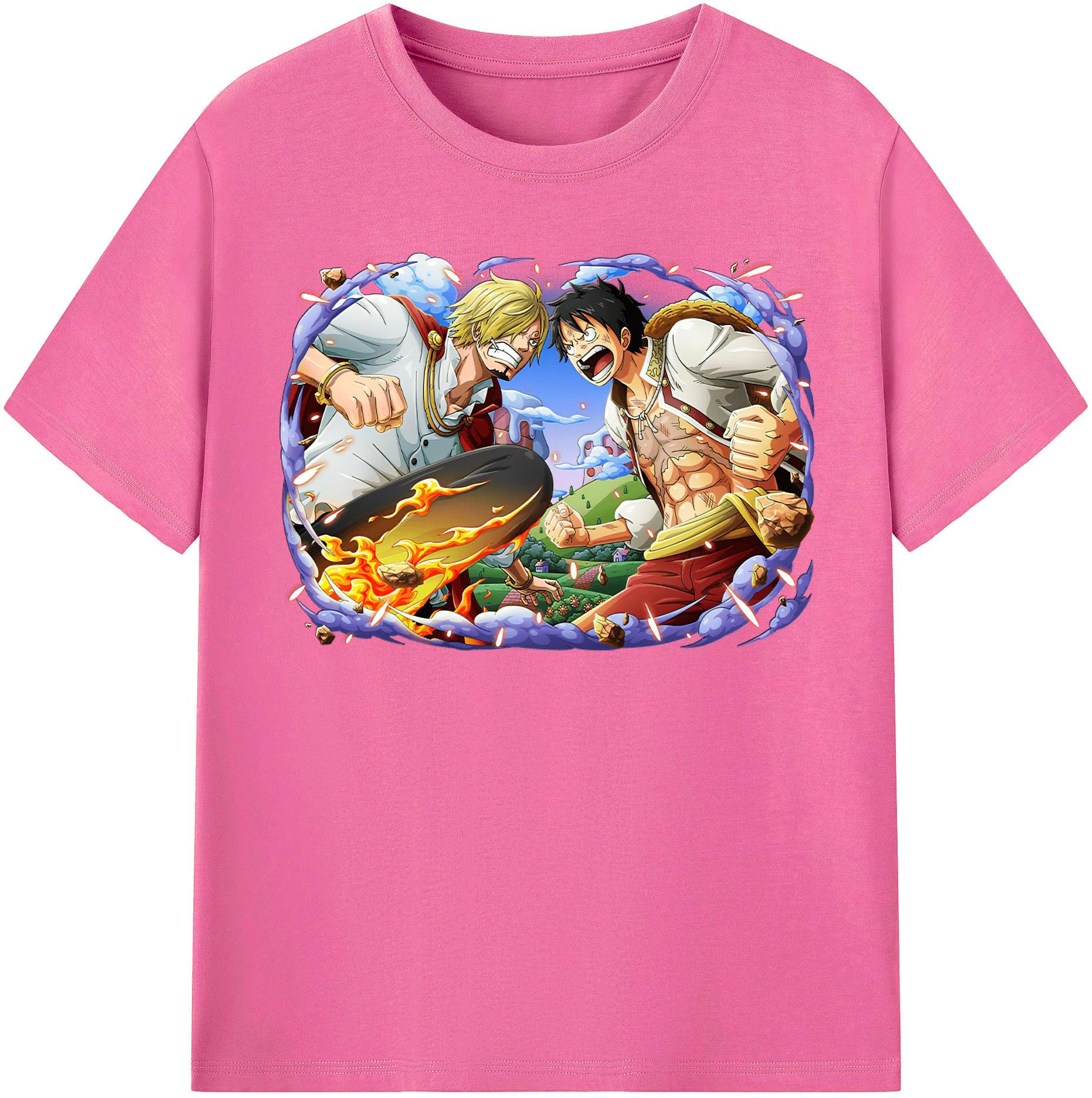 ワンピース モンキー・D・ルフィ ONE PIECE Monkey D. Luffy レディースカジュアルプリントTシャツ（綿100％）
